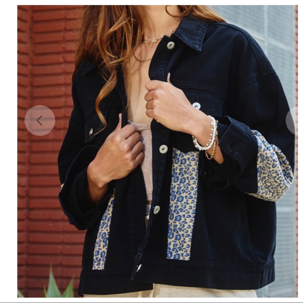 Fashion Leopard contrast Twill Jacket - Picture 1 of 7